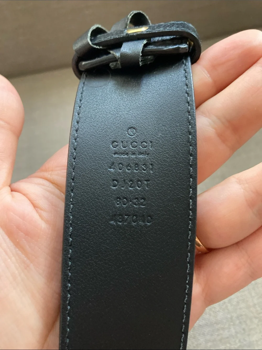 Gucci Black Leather Belt with Gold Double G Logo